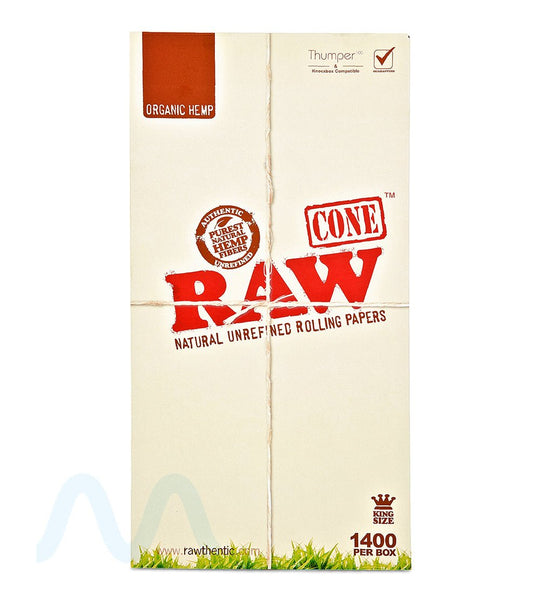 RAW | Organic King Size Pre - Rolled Cones | 109mm - Hemp Paper - 1400 Count - 2