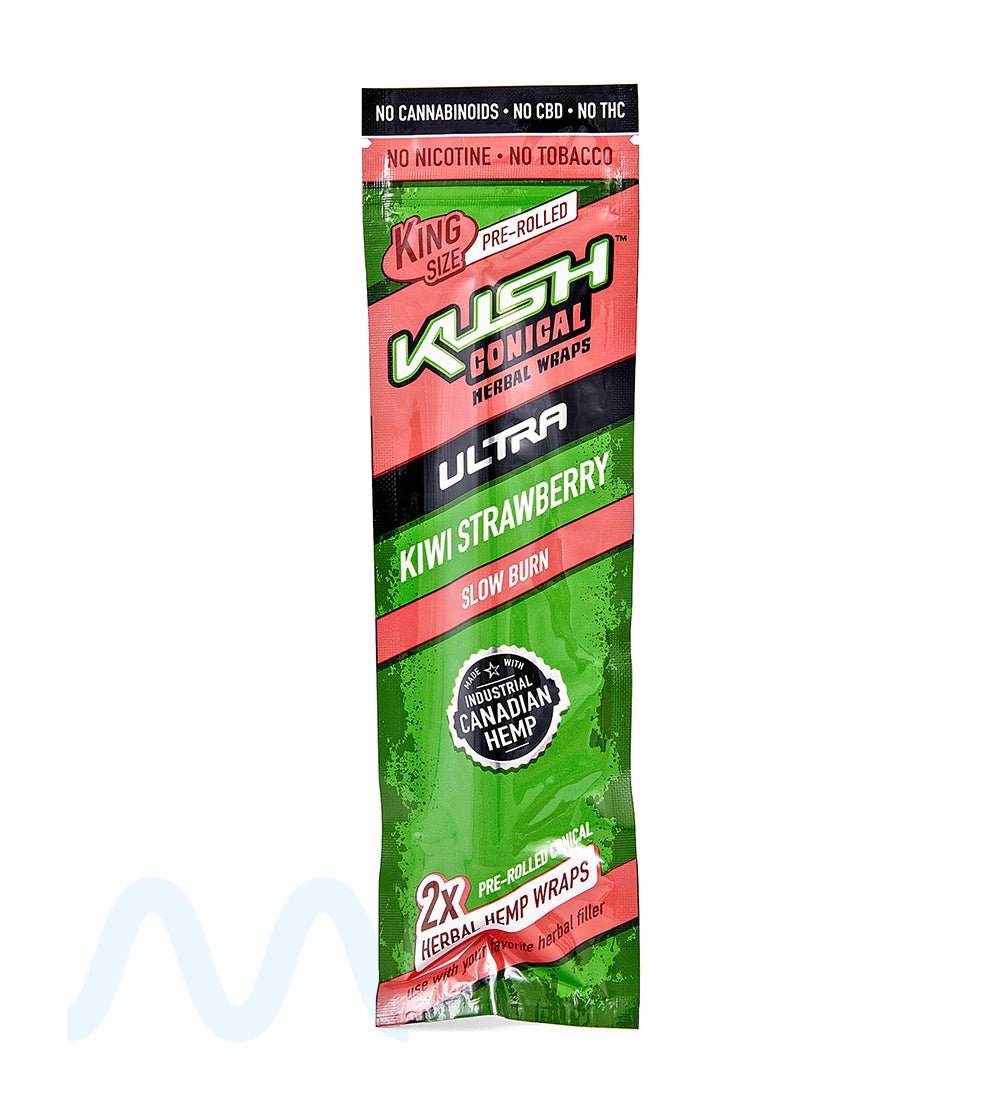 KUSH | 'Retail Display' Ultra Herbal Hemp Conical Wraps | 157mm - Kiwi Strawberry - 15 Count - 3