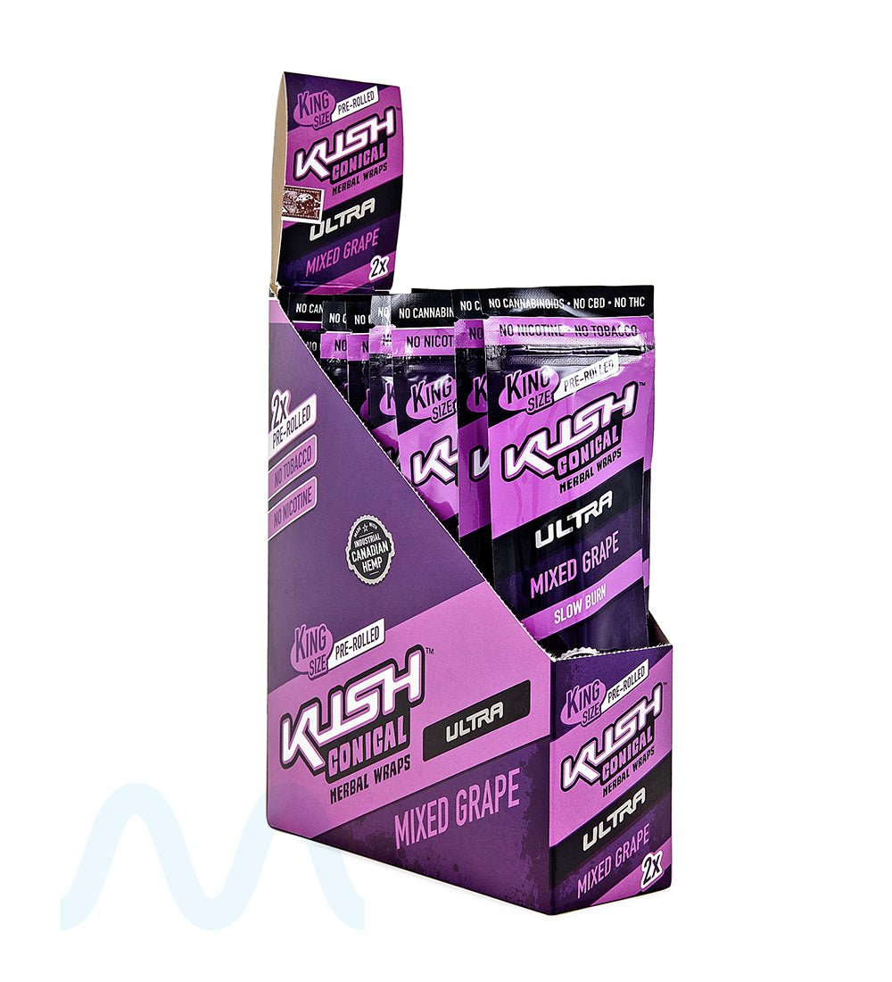 KUSH | 'Retail Display' Ultra Herbal Hemp Conical Wraps | 157mm - Mixed Grape - 15 Count - 2