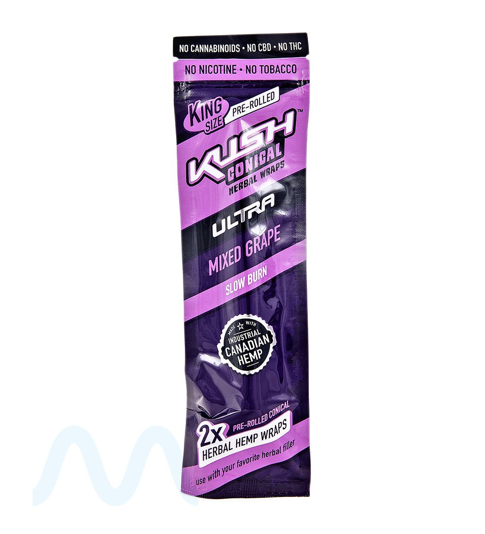 KUSH | 'Retail Display' Ultra Herbal Hemp Conical Wraps | 157mm - Mixed Grape - 15 Count - 3