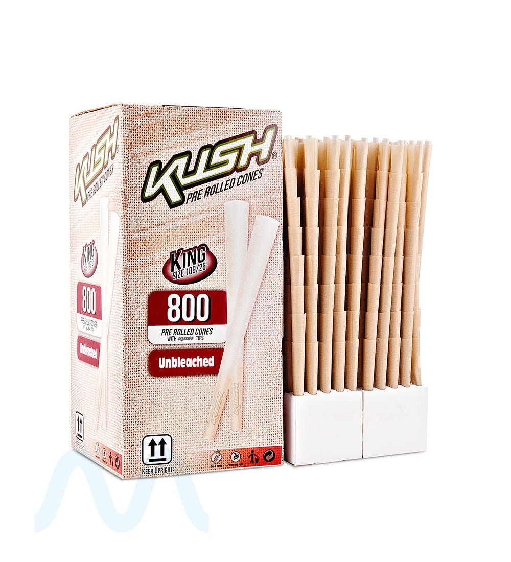 KUSH | Unbleached King Size Pre - Rolled Cones w/ Filter Tip | 109mm - Brown Paper - 800 Count - 4