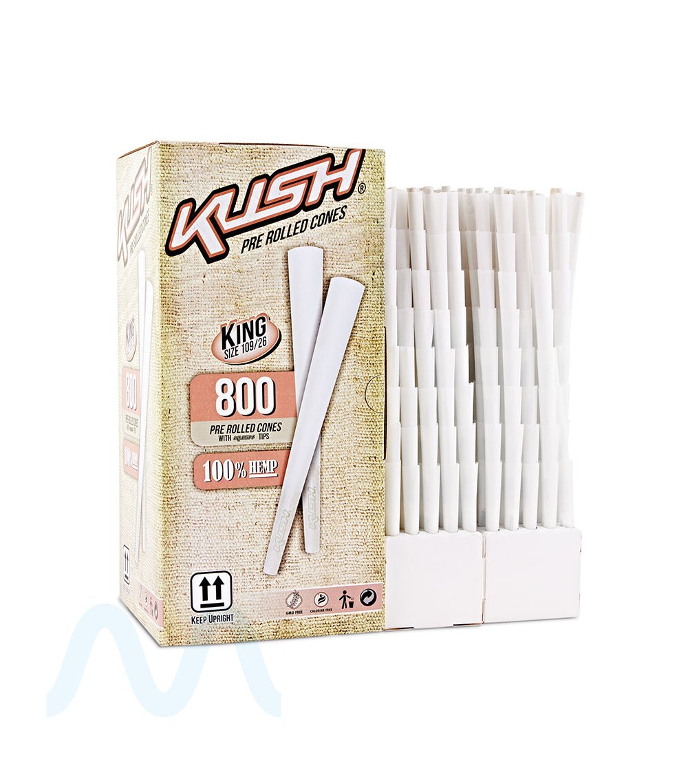 KUSH | Bleached King Size Pre - Rolled Cones w/ Filter Tip | 109mm - Hemp Paper - 800 Count - 4