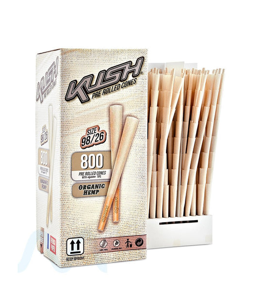 KUSH | Organic 98 Special Size Pre - Rolled Cones w/ Filter Tip | 98mm - Organic Hemp Paper - 800 Count - 2