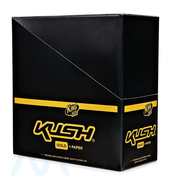 KUSH | 'Retail Display' 24K Gold King Size Paper Pre Rolled Cones | 109mm - Edible Gold - 8 Count - 1