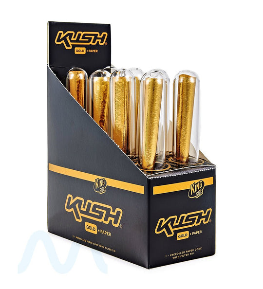 KUSH | 'Retail Display' 24K Gold King Size Paper Pre Rolled Cones | 109mm - Edible Gold - 8 Count - 2