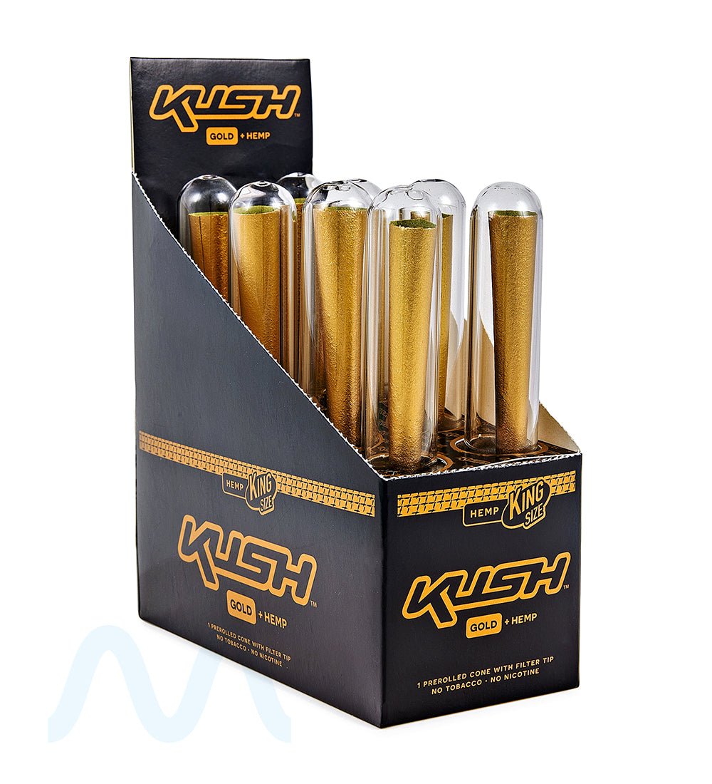 KUSH | 'Retail Display' 24K Gold King Size Pre Rolled Cones | 109mm - Gold - 8 Count - 2