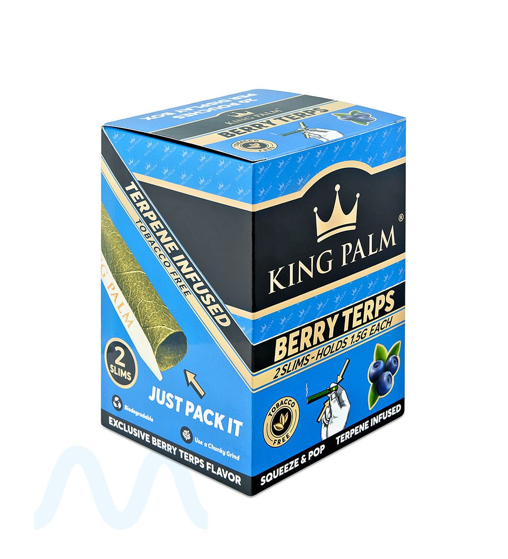 KING PALM | 'Retail Display' Slim Green Natural Leaf Blunt Wraps | 104mm - Berry Terps - 20 Count - 1