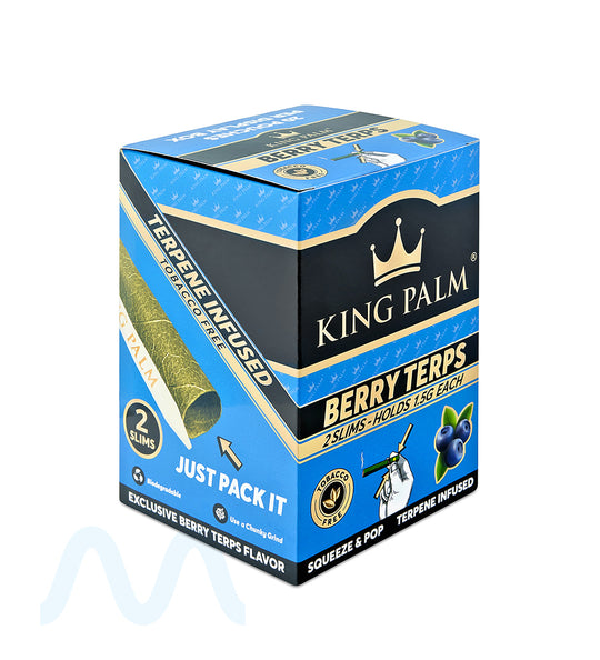 KING PALM | 'Retail Display' Slim Green Natural Leaf Blunt Wraps | 104mm - Berry Terps - 20 Count