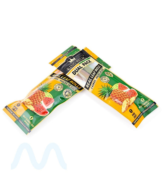 KING PALM | 'Retail Display' Green Natural Leaf Dual Blunt Wraps | 104mm - Pine Drip/Watermelon - 20 Count - 4