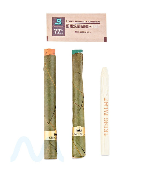 KING PALM | 'Retail Display' Green Natural Leaf Dual Blunt Wraps | 104mm - Pine Drip/Watermelon - 20 Count - 6