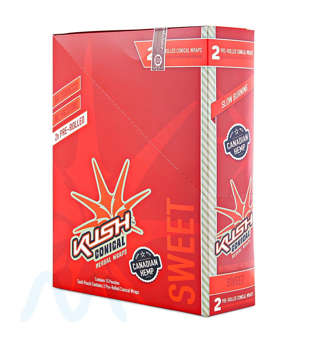 KUSH | 'Retail Display' Herbal Hemp Conical Wraps | 157mm - Sweet - 15 Count - 1