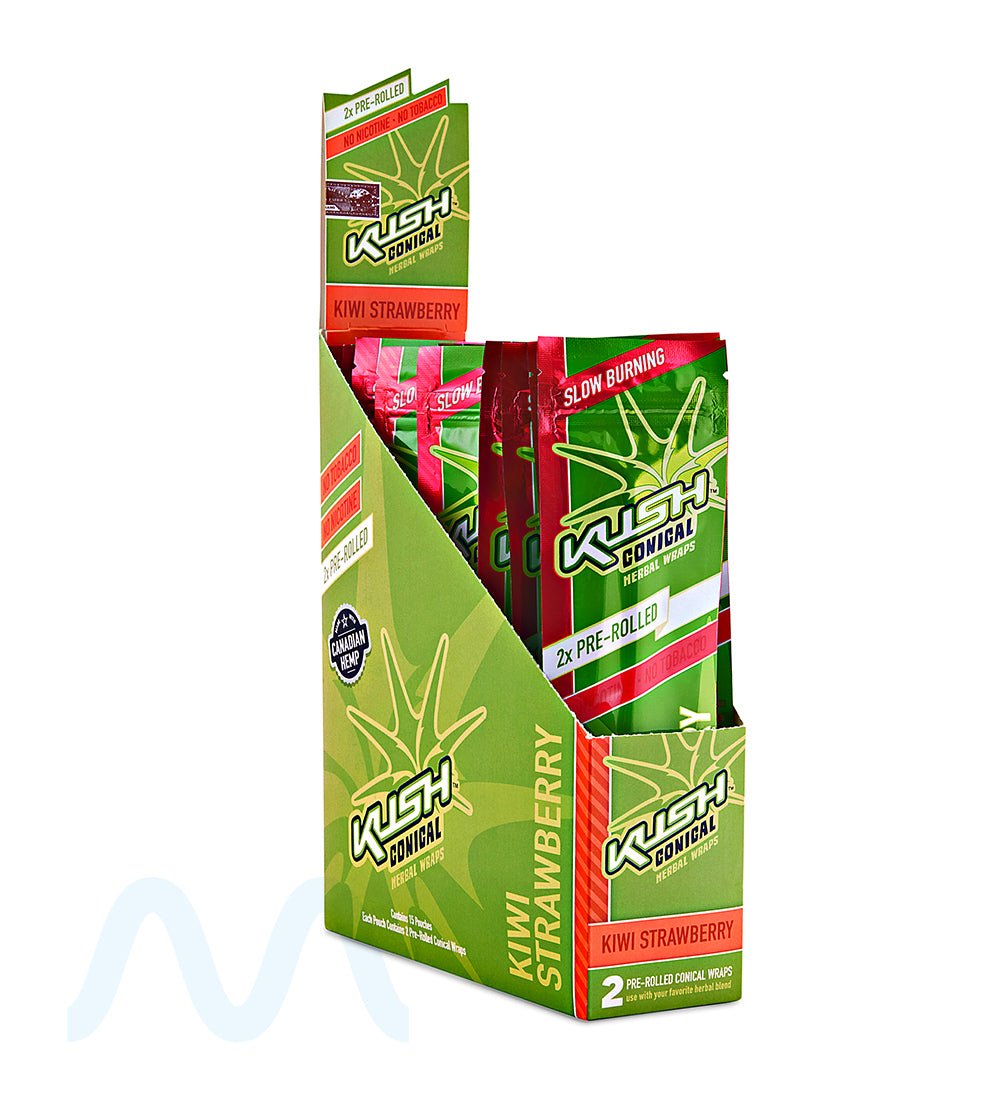 KUSH | 'Retail Display' Herbal Hemp Conical Wraps | 157mm - Kiwi Strawberry - 15 Count - 2