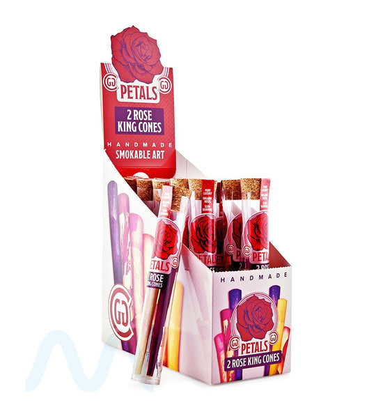 PETALS | 'Retail Display' Organic Rose Petal King Size Pre - Rolled Cones | 109mm - Organic Rose Paper - 12 Count - 4