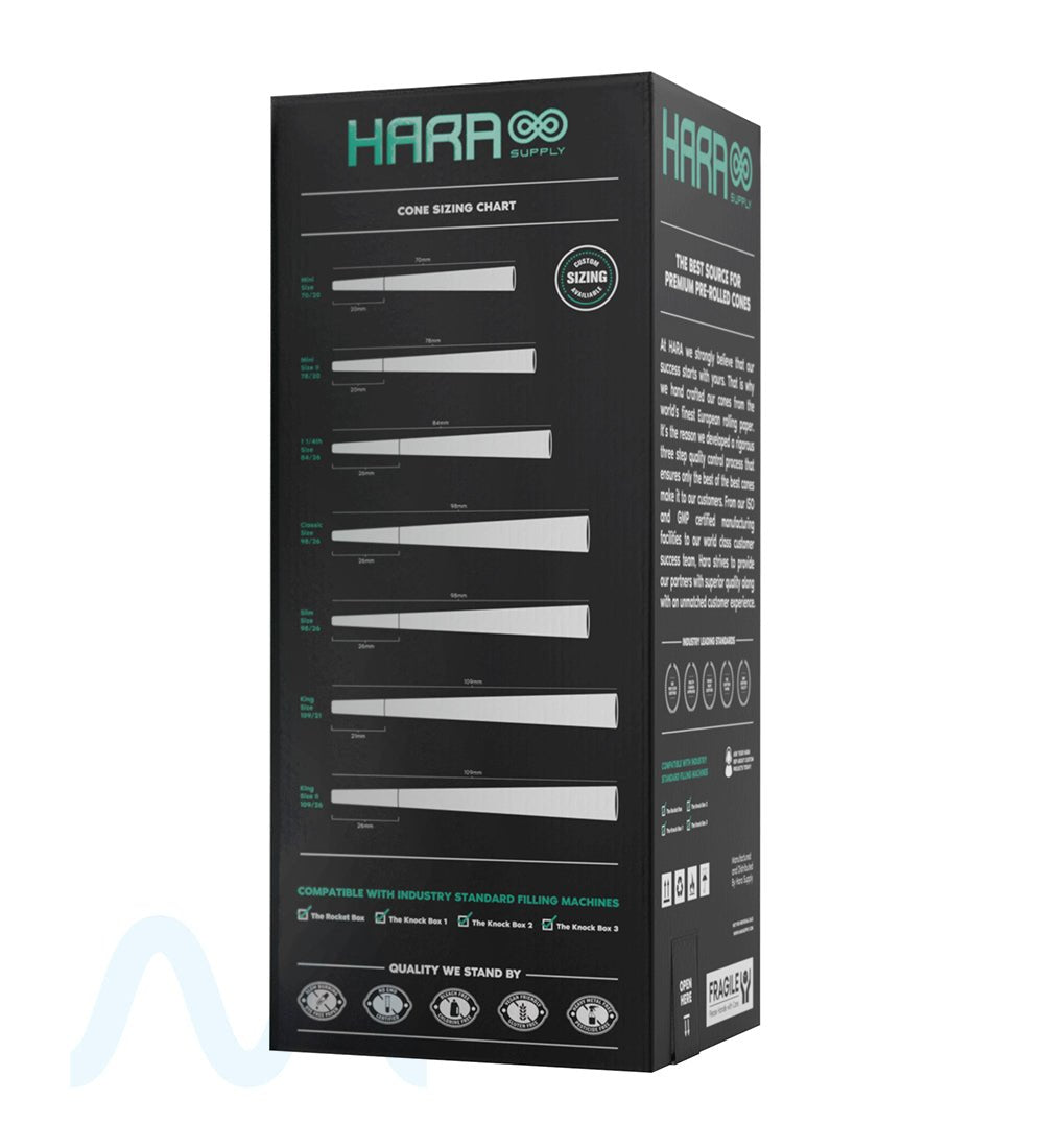 Hara Supply | Classic Size Bleached Pre - Rolled Cones w/ Filter Tip | 98mm - Bleached Paper - 800 Count - 2