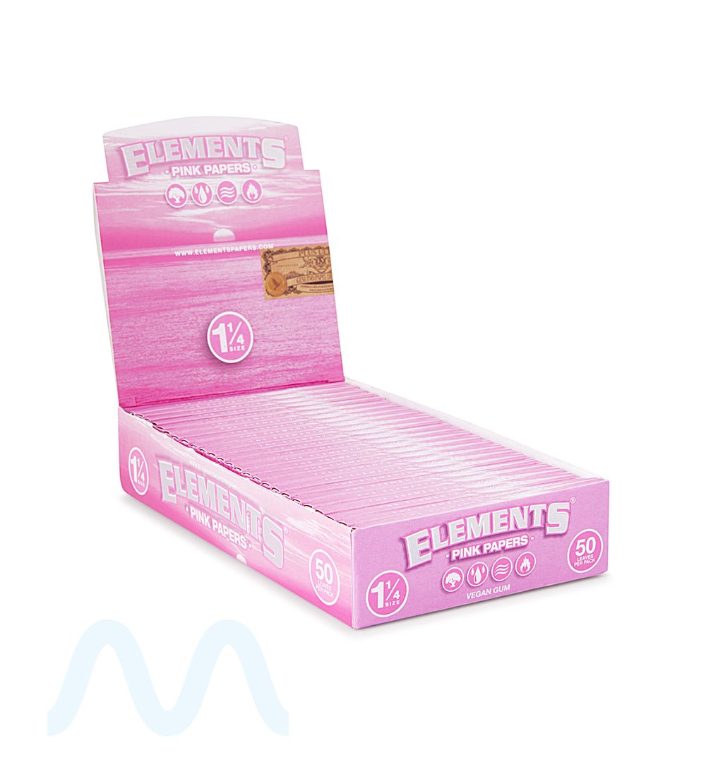 ELEMENTS | 'Retail Display' 1 1/4 Size Ultra Thin Rolling Papers | 83mm - Pink Rice Paper - 50 Count - 1