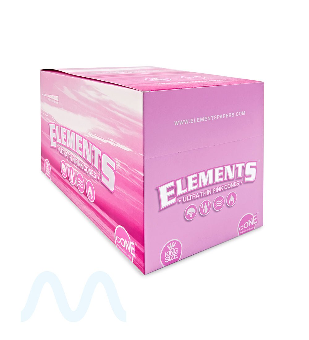 ELEMENTS | 'Retail Display' King Size Ultra Thin Pre - Rolled Cones | 109mm  - Pink Rice Paper - 32 Count - 2