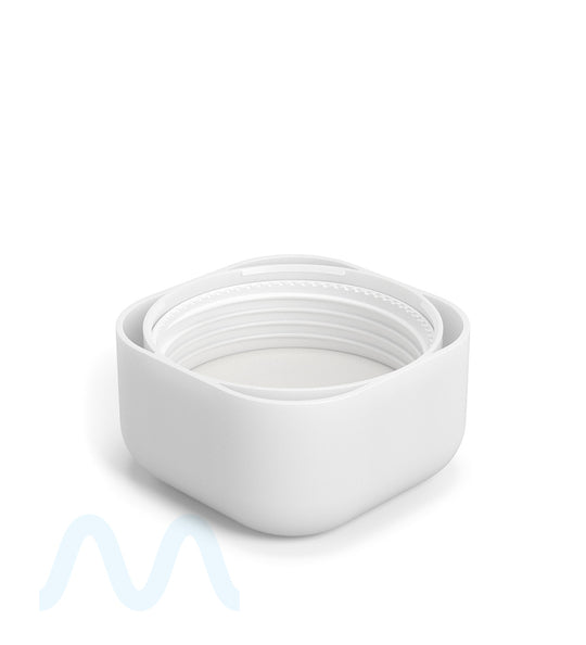 POLLEN GEAR | Child Resistant Rounded SoftSquare Push Down & Turn Plastic Caps | 46mm - Matte White - 72 Count - 2