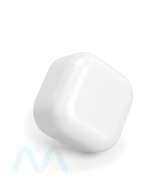 POLLEN GEAR | Child Resistant Rounded SoftSquare Push Down & Turn Plastic Caps | 46mm - Matte White - 72 Count