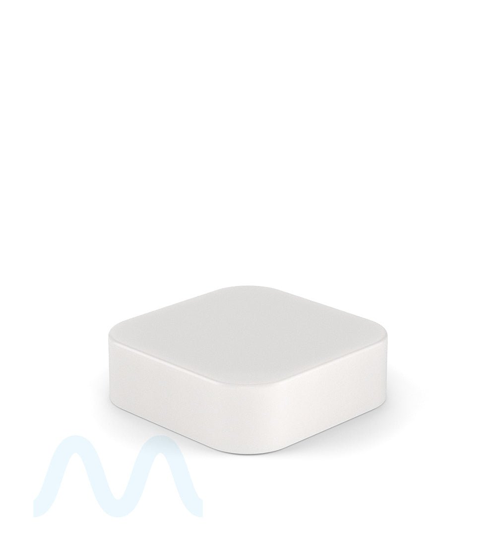 POLLEN GEAR | Child Resistant SoftSquare Push Down & Turn Plastic Caps w/ 3 Layer Foil Liner | 38mm - Matte White - 360 Count - 1