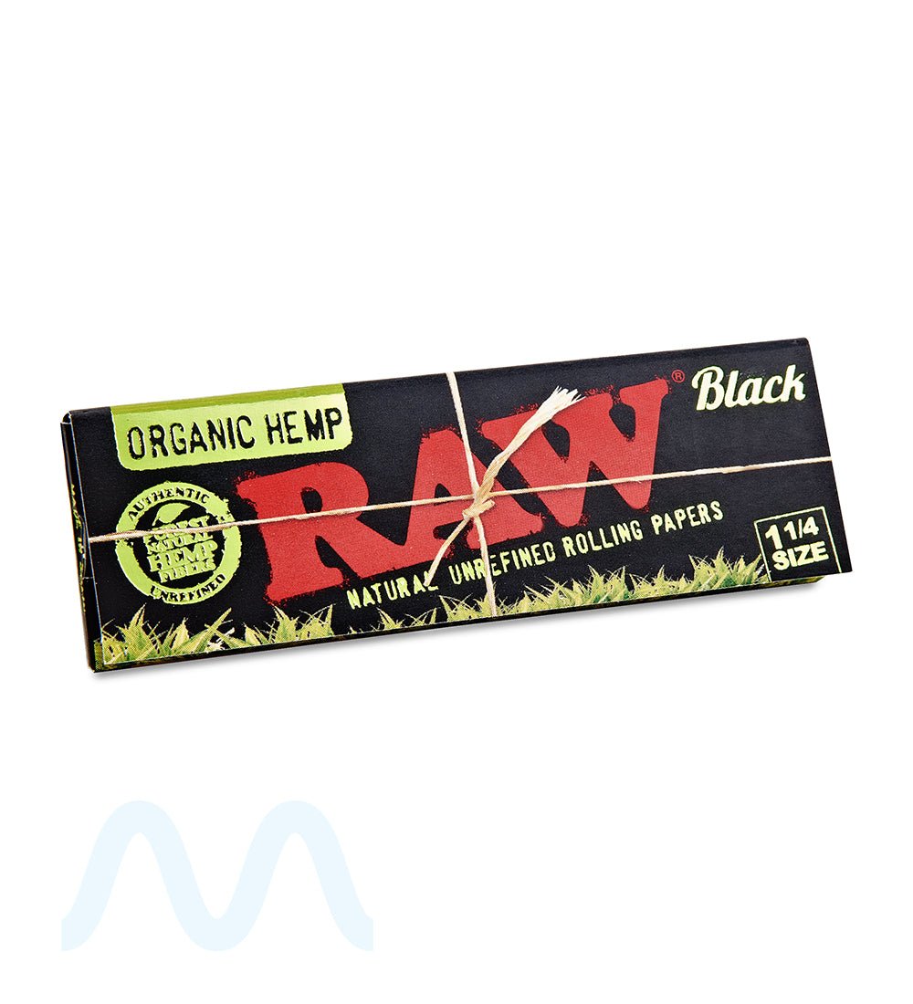 RAW | 'Retail Display' 1 1/4 Size Black Organic Hemp Rolling Papers | 84mm - Classic - 24 Count - 3