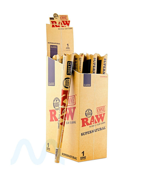 RAW | 'Retail Display' Supernatural Pre - Rolled Cones | 280mm - Unbleached Paper - 15 Count - 3