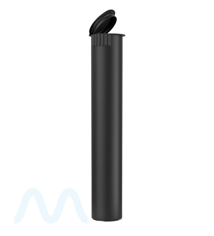 Child Resistant King Size Pop Top Opaque Plastic PCR Pre-Roll Tubes | 116mm - Matte Black | Sample Image