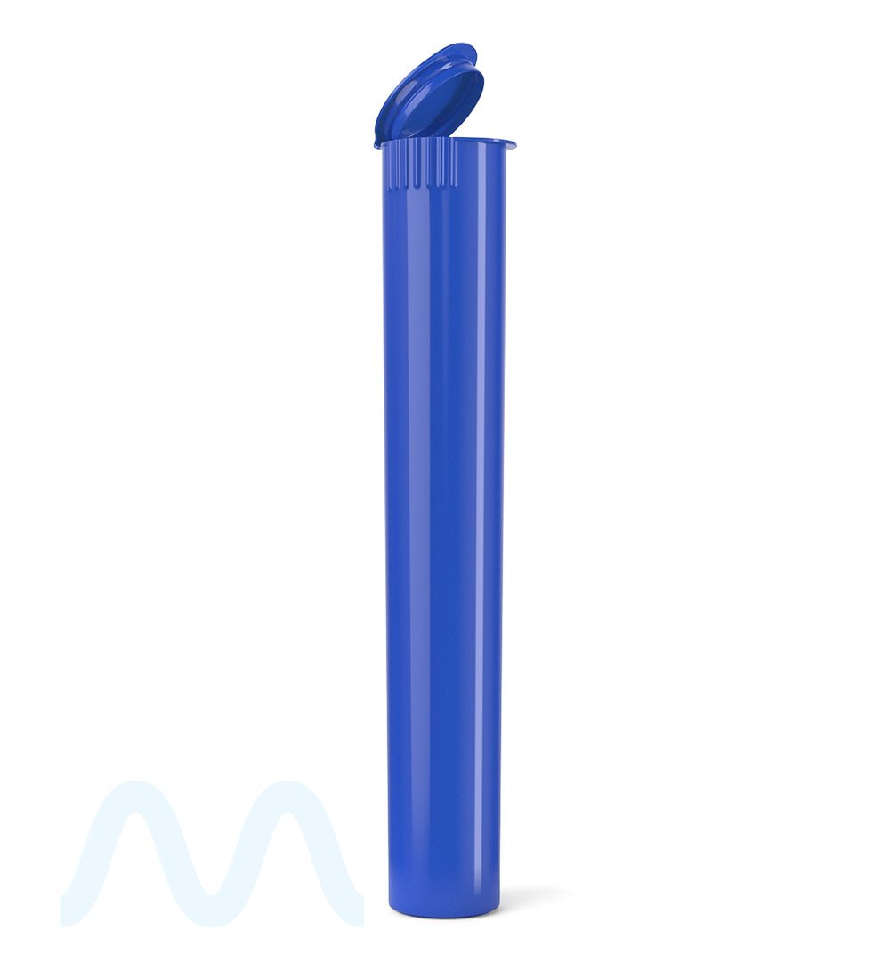 Child Resistant | King Size Pop Top Opaque Plastic Pre - Roll Tubes | 116mm - Blue - 1000 Count - 1