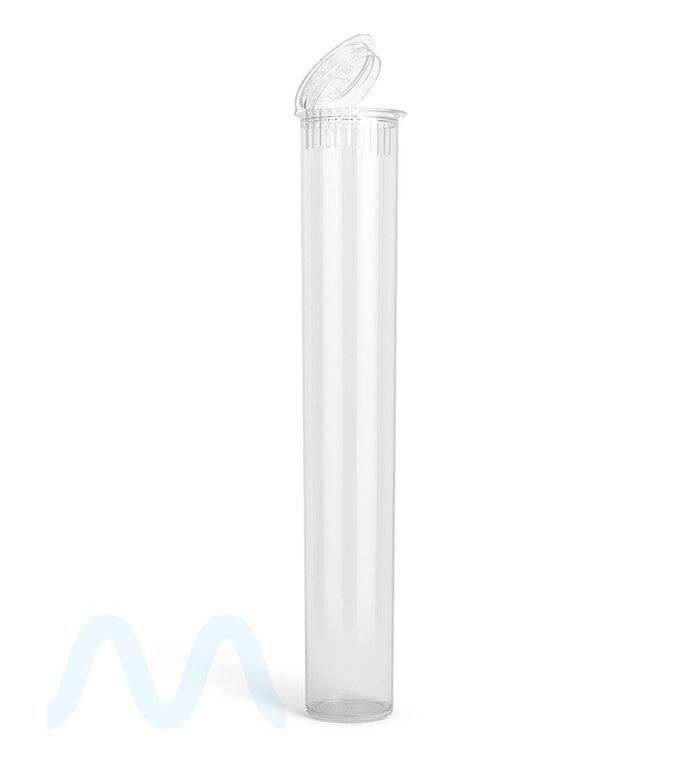 Child Resistant | King Size Pop Top Plastic PCR Pre-Roll Tubes (Open) | 116mm - Clear - 1000 Count Image