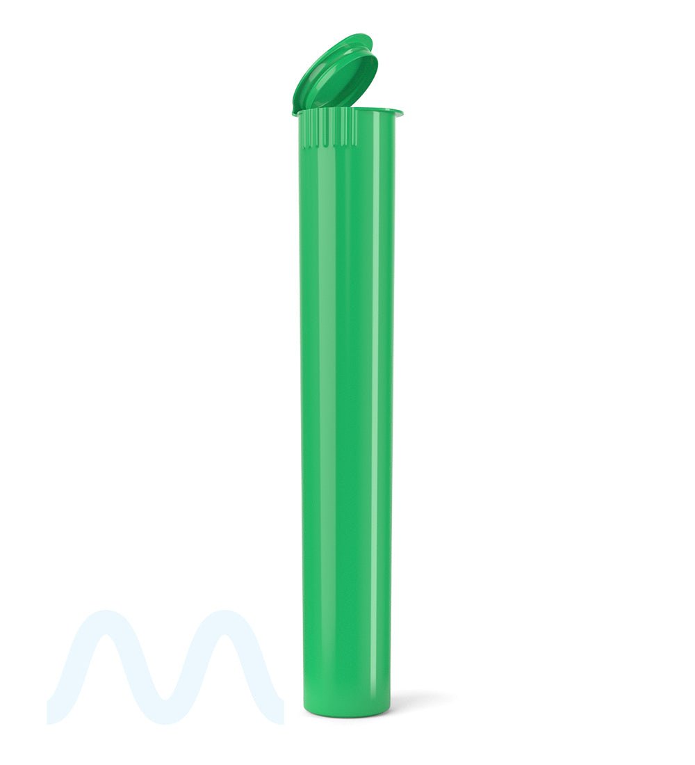 Child Resistant | King Size Pop Top Opaque Plastic Pre - Roll Tubes | 116mm - Green - 1000 Count - 1