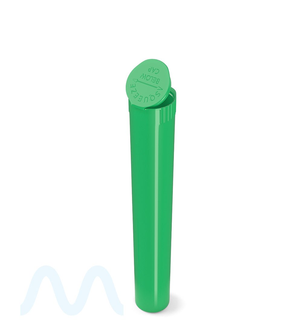 Child Resistant | King Size Pop Top Opaque Plastic Pre - Roll Tubes | 116mm - Green - 1000 Count - 5