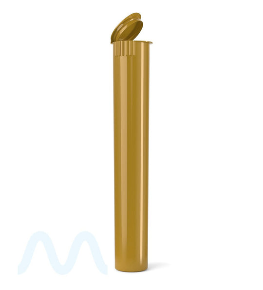 Child Resistant | King Size Pop Top Opaque Plastic Pre - Roll Tubes | 116mm - Gold - 1000 Count - 1