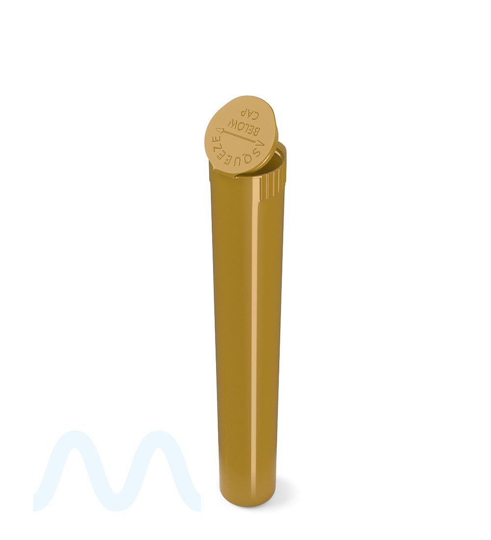 Child Resistant | King Size Pop Top Opaque Plastic Pre - Roll Tubes | 116mm - Gold - 1000 Count - 3