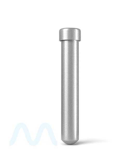 Child Resistant | King Size Push Down and Turn Screw On Opaque Aluminum Metal Pre - Roll Tubes | 110mm - Silver - 250 Count - 1