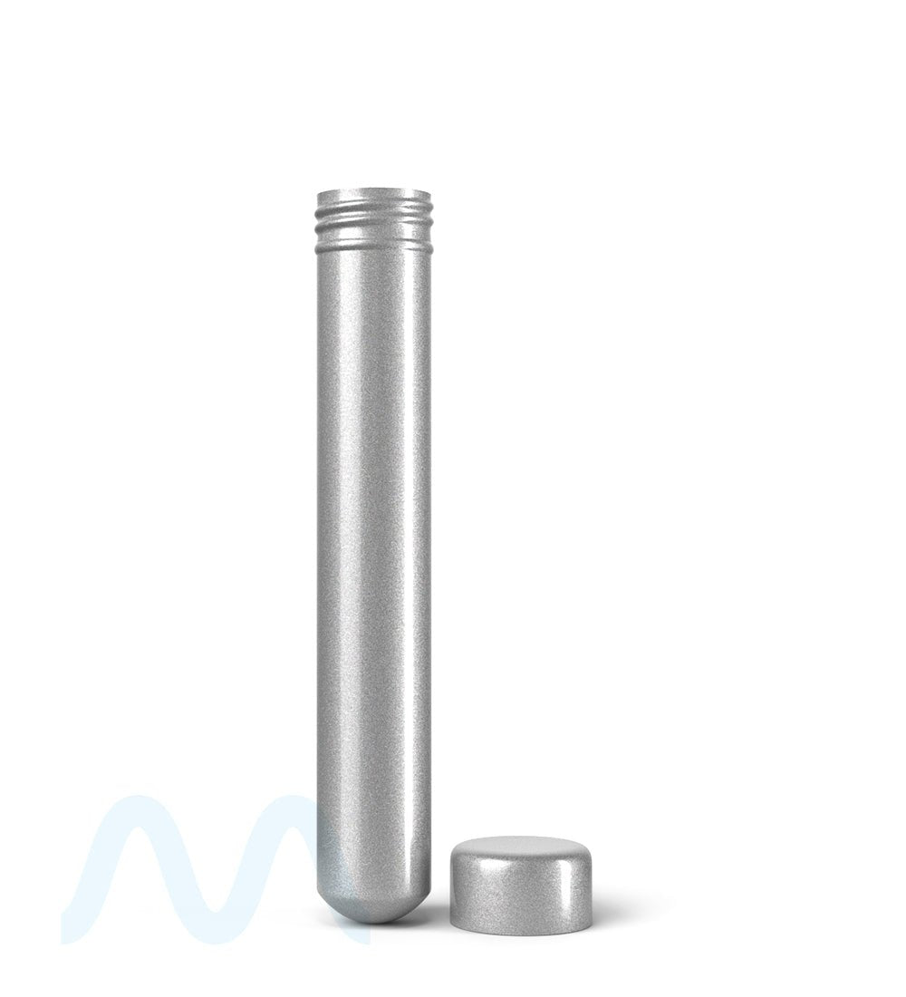 Child Resistant | King Size Push Down and Turn Screw On Opaque Aluminum Metal Pre - Roll Tubes | 110mm - Silver - 250 Count - 2