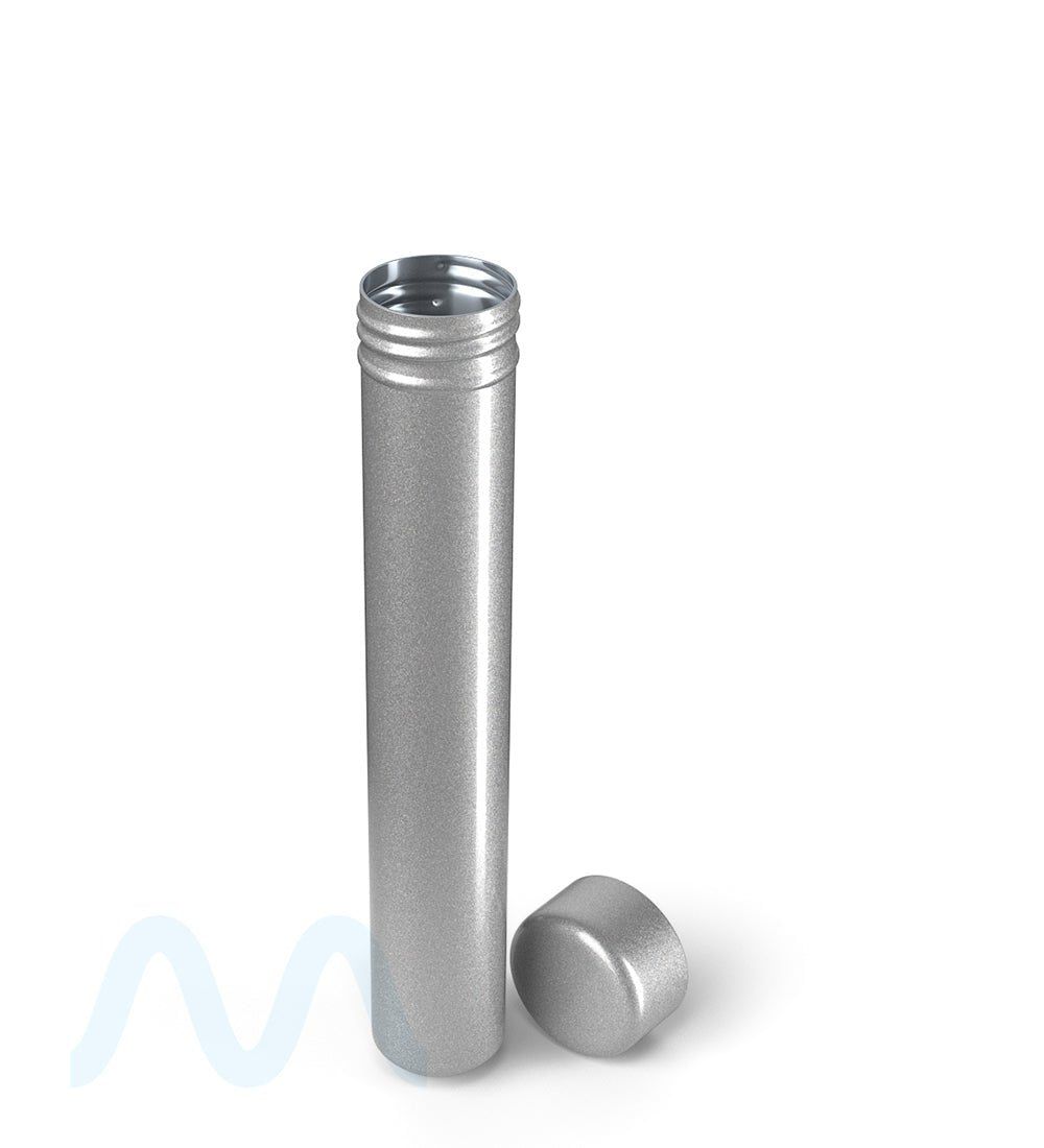 Child Resistant | King Size Push Down and Turn Screw On Opaque Aluminum Metal Pre - Roll Tubes | 110mm - Silver - 250 Count - 4