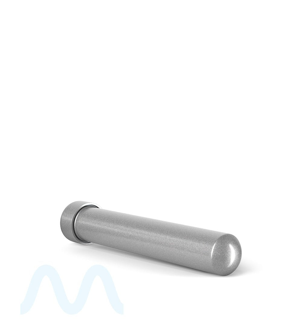 Child Resistant | King Size Push Down and Turn Screw On Opaque Aluminum Metal Pre - Roll Tubes | 110mm - Silver - 250 Count - 6