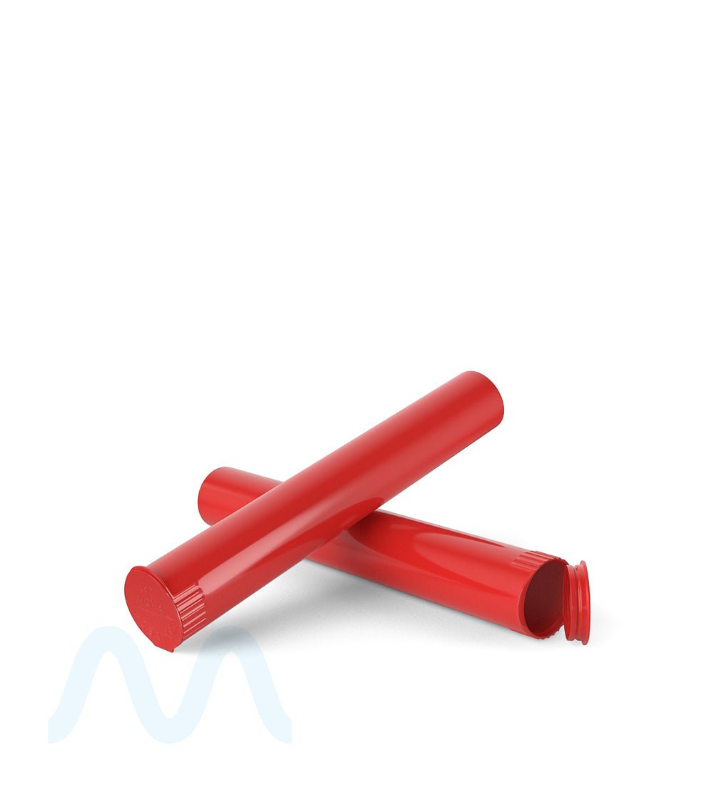 Child Resistant | King Size Pop Top Opaque Plastic PCR Pre - Roll Tubes | 116mm - Red - 1000 Count - 8