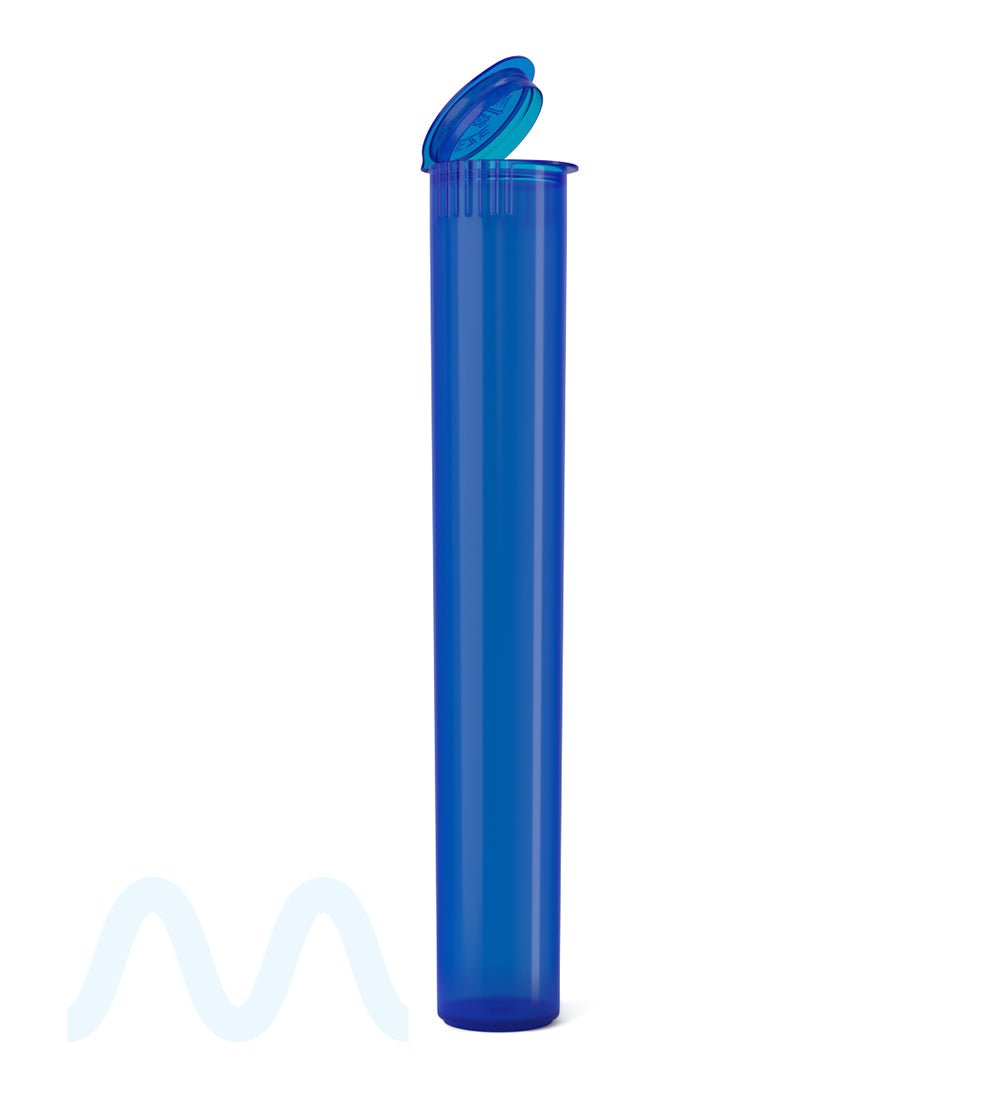 Child Resistant | King Size Pop Top Translucent Plastic Pre - Roll PCR Tubes | 116mm - Blue - 1000 Count - 1