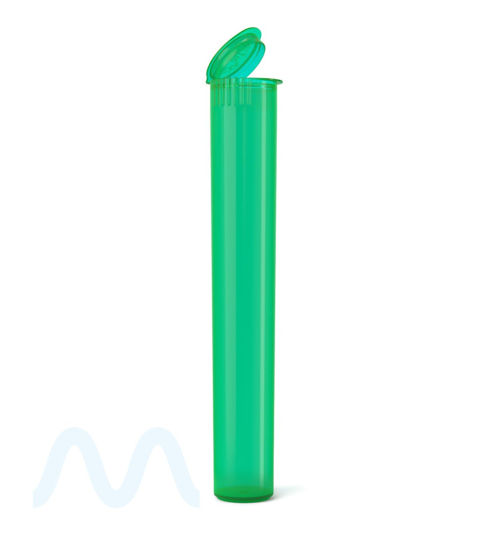 Child Resistant | King Size Pop Top Translucent Plastic Pre - Roll Tubes | 116mm - Green - 1000 Count - 1