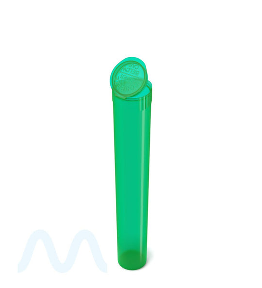 Child Resistant | King Size Pop Top Translucent Plastic Pre - Roll Tubes | 116mm - Green - 1000 Count - 6