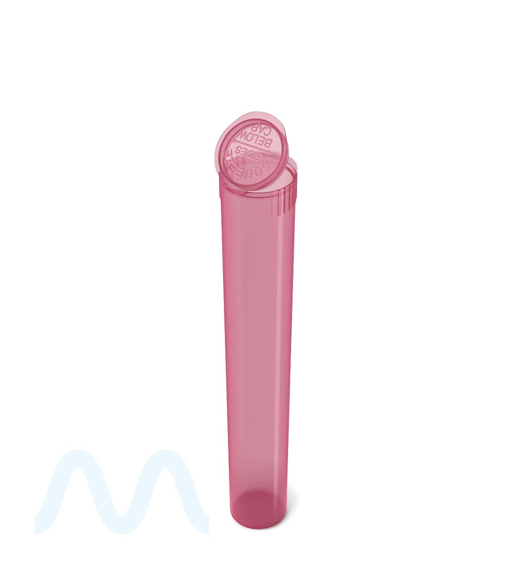 Child Resistant | King Size Pop Top Translucent Plastic Pre - Roll PCR Tubes | 116mm - Pink - 1000 Count - 6