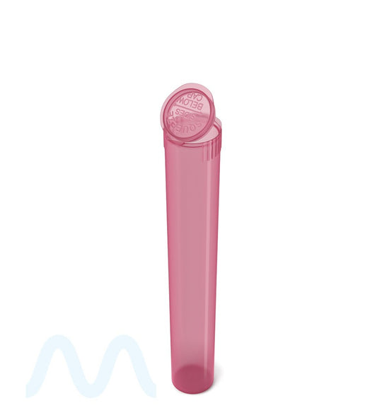 Child Resistant | King Size Pop Top Translucent Plastic Pre - Roll Tubes | 116mm - Pink - 1000 Count - 6