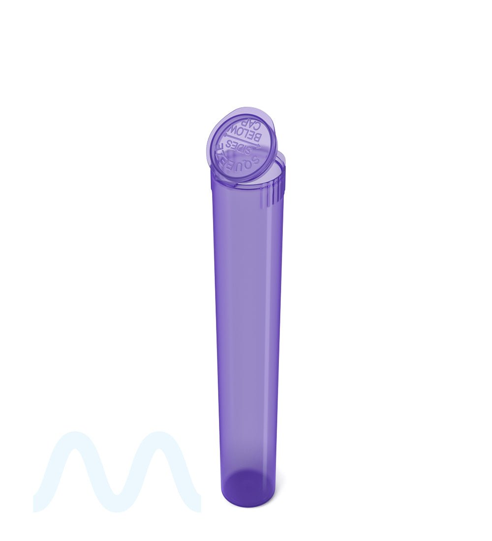 Child Resistant | King Size Pop Top Translucent Plastic Pre - Roll Tubes | 116mm - Purple - 1000 Count - 6