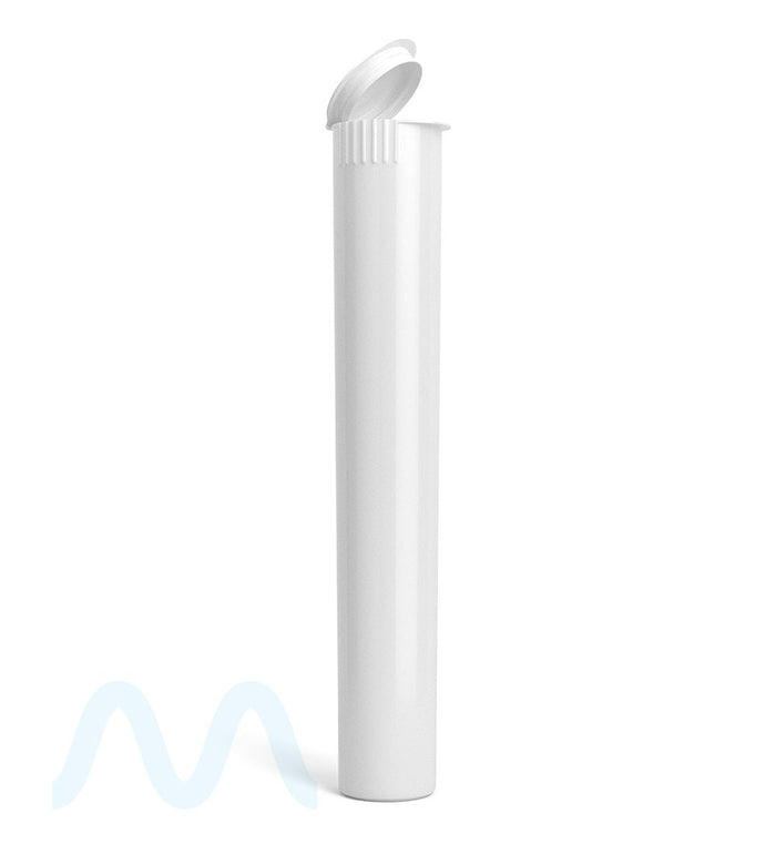 Child Resistant | King Size Pop Top Opaque Plastic PCR Pre-Roll Tubes (Open) | 116mm - White - 1000 Count Image