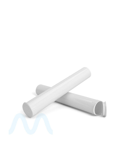 Child Resistant | King Size Pop Top Opaque Plastic PCR Pre - Roll Tubes (Open) | 116mm - White - 1000 Count - 7