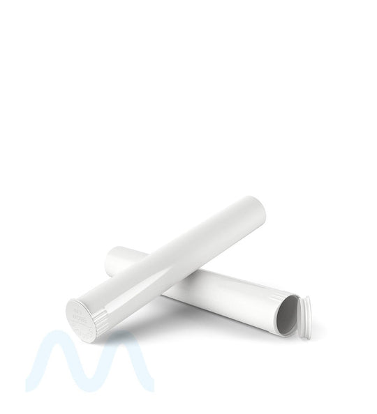 Child Resistant | King Size Pop Top Opaque Plastic Pre - Roll Tubes | 116mm - White - 1000 Count - 8