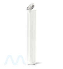 Child Resistant | King Size Pop Top Opaque Plastic Pre-Roll Tubes | 116mm - White - 1000 Count