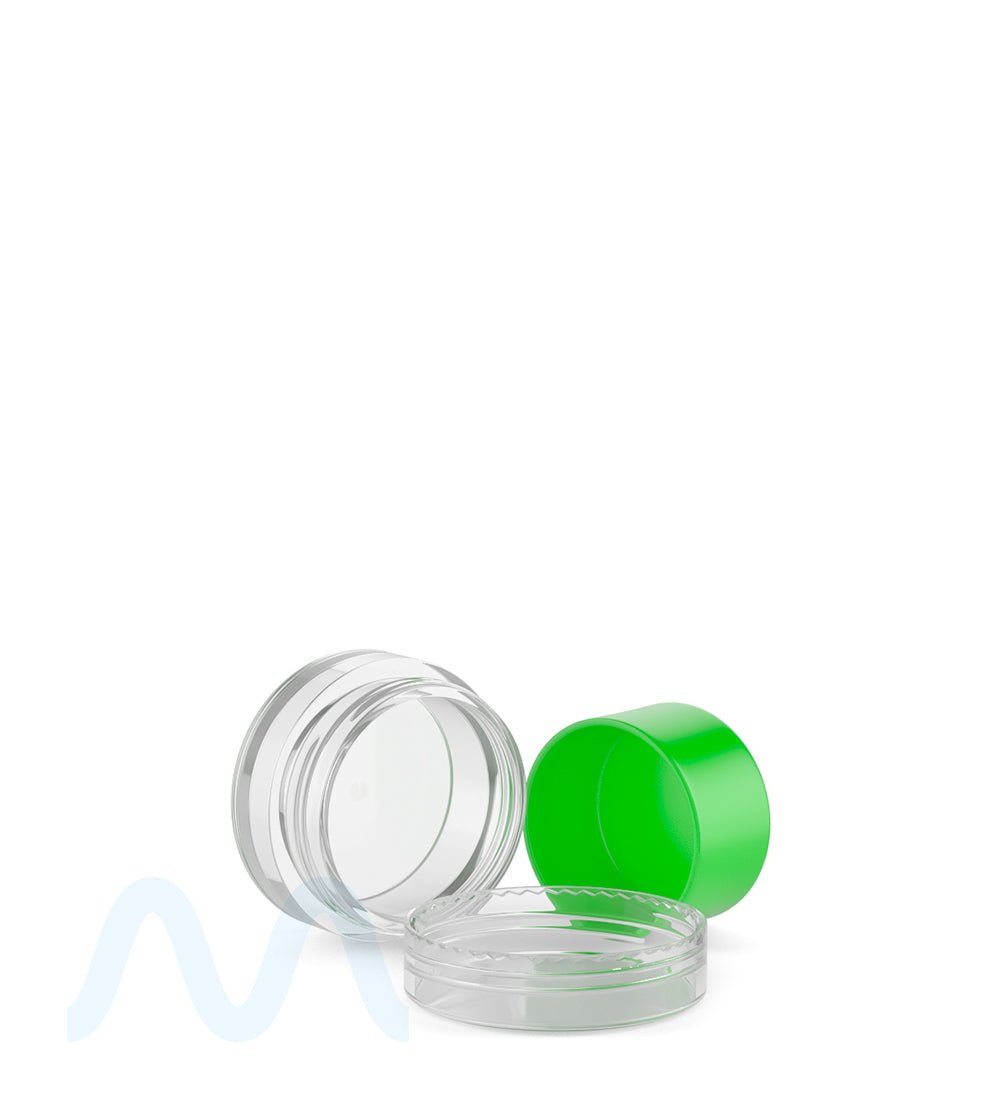 Clear Concentrate Containers w/ Screw Top Cap & Green Silicone Insert | 5mL - Plastic - 100 Count - 13