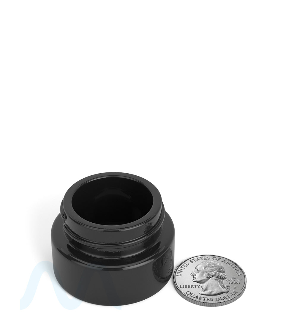 Child Resistant | Glossy Black Glass Concentrate Containers w/ Cap | 32mm - 9mL - 320 Count - 6