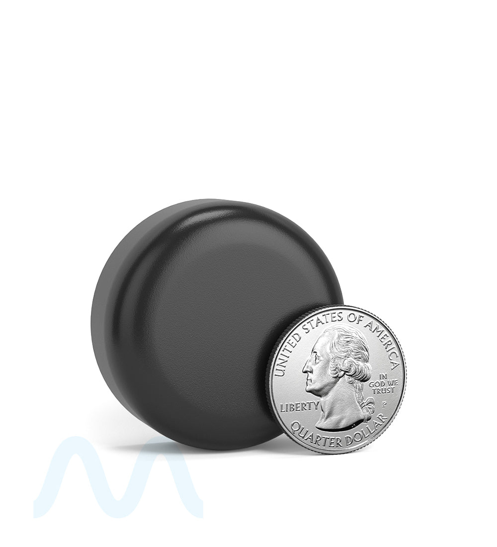 Child Resistant | Smooth Push Down & Turn Plastic Caps w/ Foam Liner | 38mm - Semi Gloss Black - 320 Count - 6